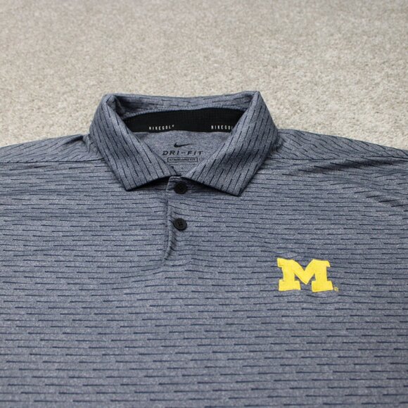 Nike Golf Michigan Polo Shirt Mens Large Blue Vapor Standard Fit S/S Dri-Fit - Picture 4 of 13